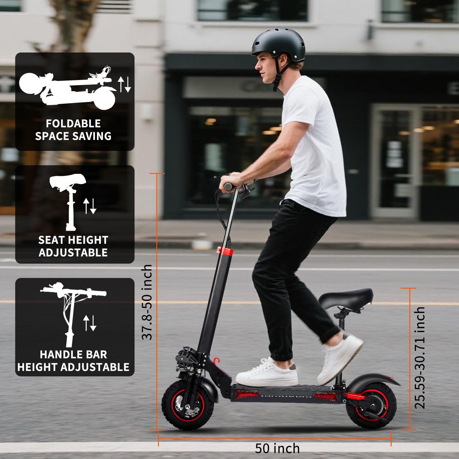 1200W Electric Scooter for Adults,48V21AH,37 Mile Max Range,34MPH Top Speed,11" Off-Road Tires